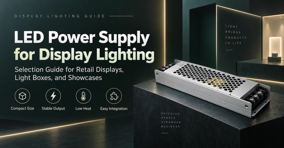 How to Choose an LED Power Supply for Display Lighting in Retail, Light Boxes, and Exhibition Systems - Blog article cover image